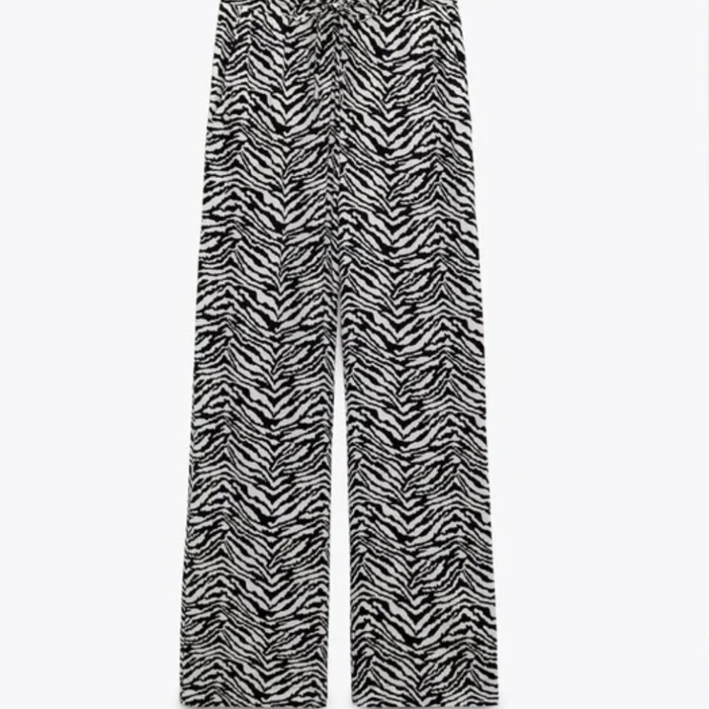 Zara Zebra Print linen pants Size xS